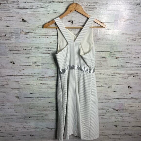 Banana Republic White striped silver Sheath Midi Dress size 2 - Picture 6 of 7